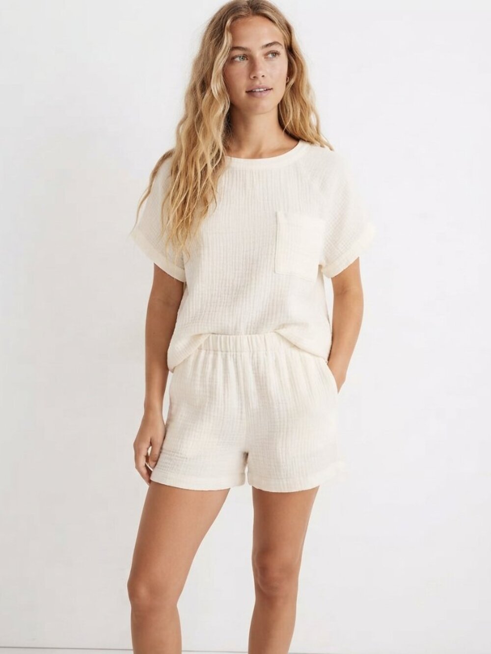 Madewell SET Lighthouse Button-Back Top Pull Short XL/L 34838